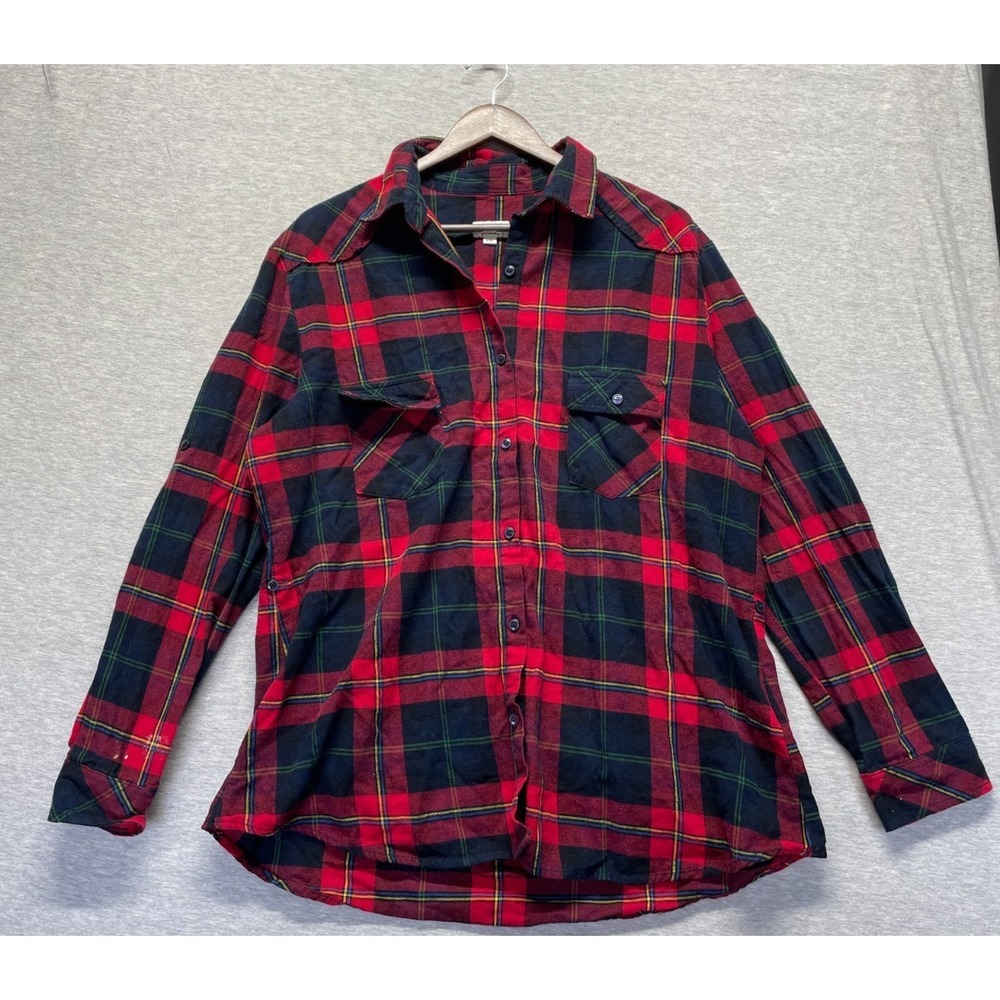 Matchstick Argus Flannel Shirt Womens 2XL Multicolor Plaid Curved Hem Button Up